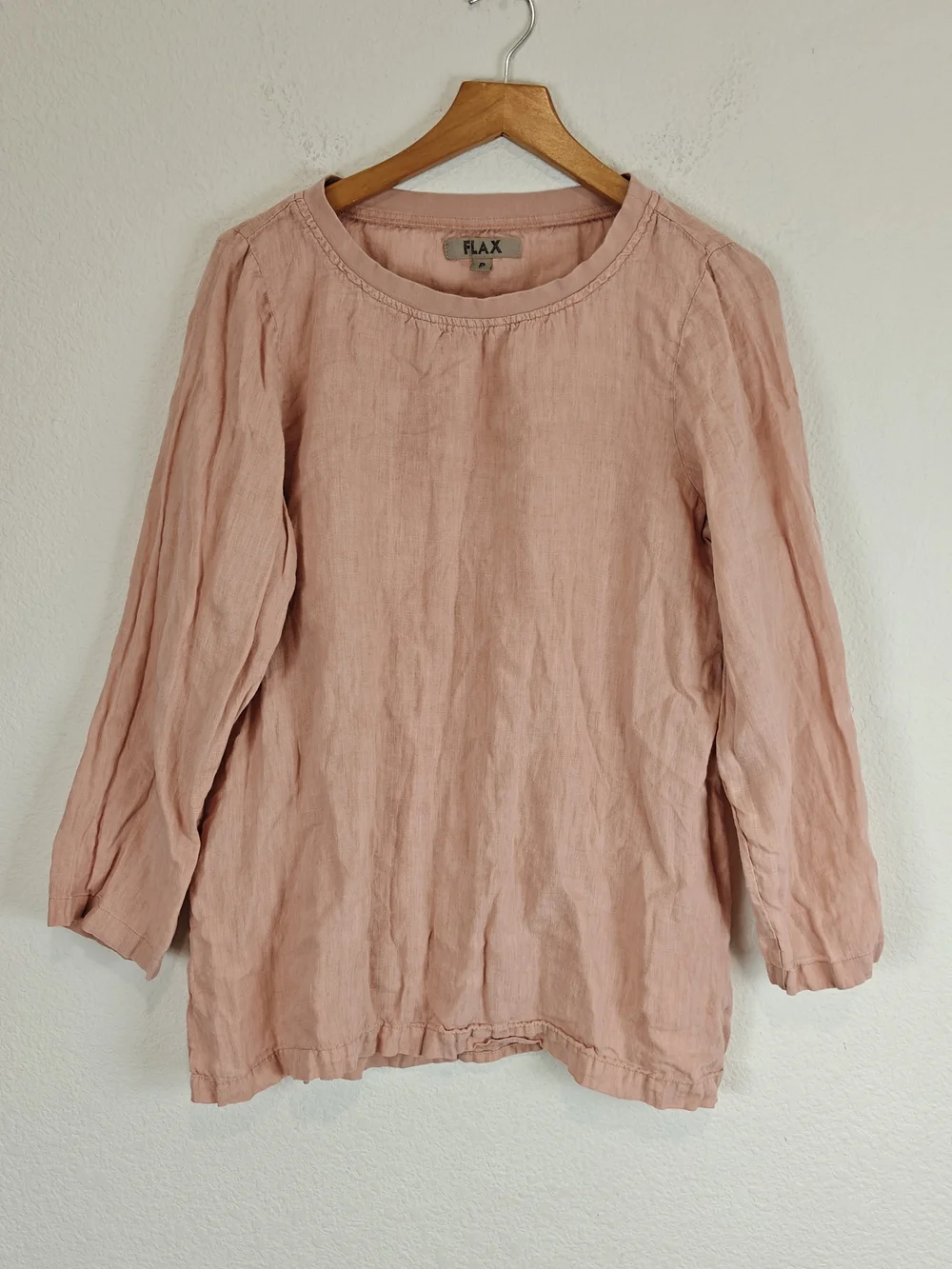 FLAX 100% Linen Pink Relaxed Fit Tunic Top | Coastal Cottagecore Boho Small - Picture 1 of 11